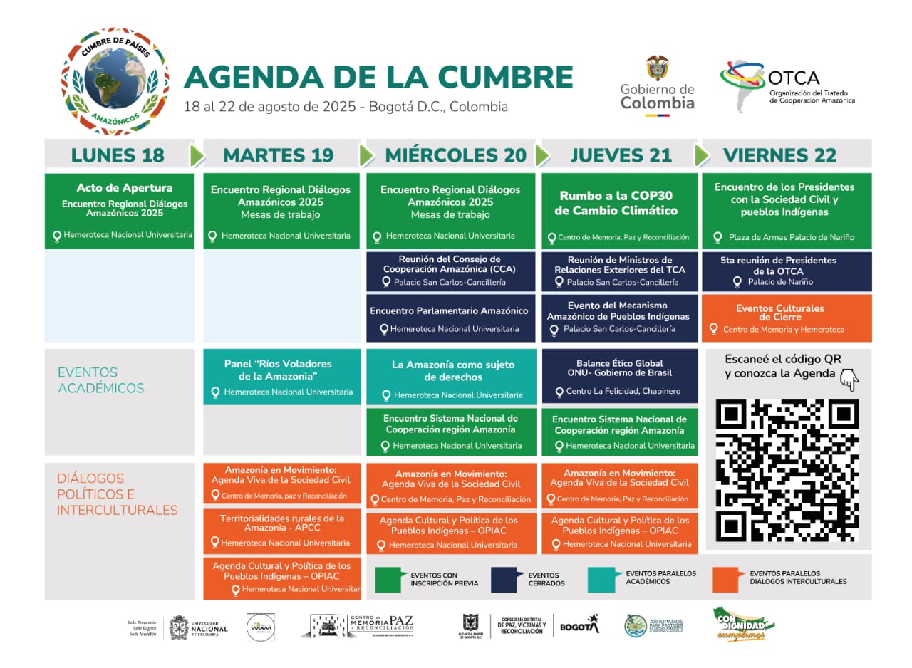 Cumbre de Países Amazónicos se celebrará en Bogotá para consolidar acuerdos ambientales y sociales